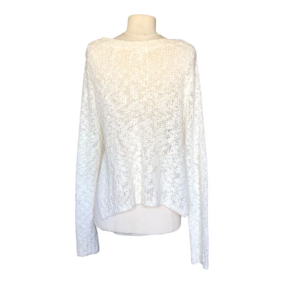 Leith Sweater Ivory White Round Neck Long Sleeve Acrylic Pullover Women's Medium - Picture 4 of 10